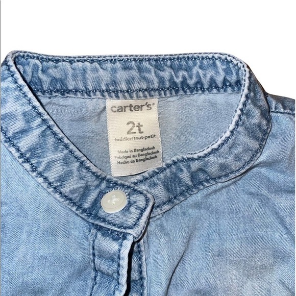 Carters Denim Button Down Shirt/ Dress Size 2T - Picture 3 of 5